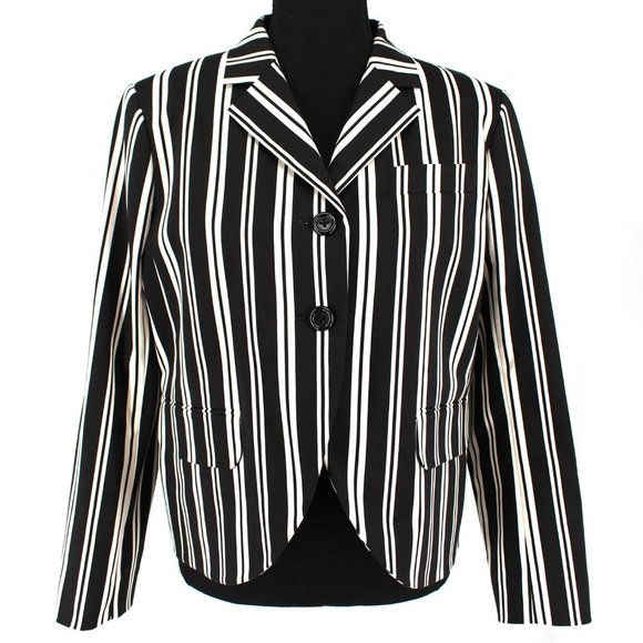 NWT Marc Jacobs Redux Grunge Collection Striped Blazer Jacket Black Ivory size 6 - Picture 5 of 11